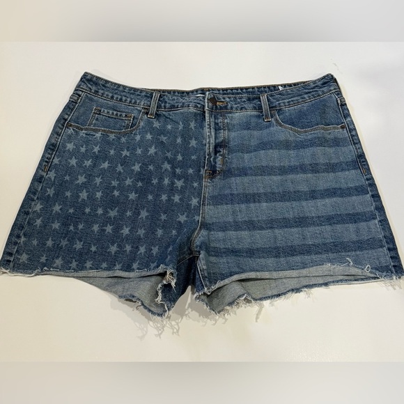 Old Navy Blue Star and Stripe Jean Shorts  Size 18 Summer Casual Distressed - Picture 1 of 5